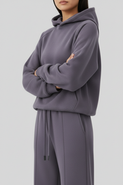 Ellenvinis functional deconstruction fleece sweater set 25 winter new eggshell fleece hoodie scimitar sweatpants tide