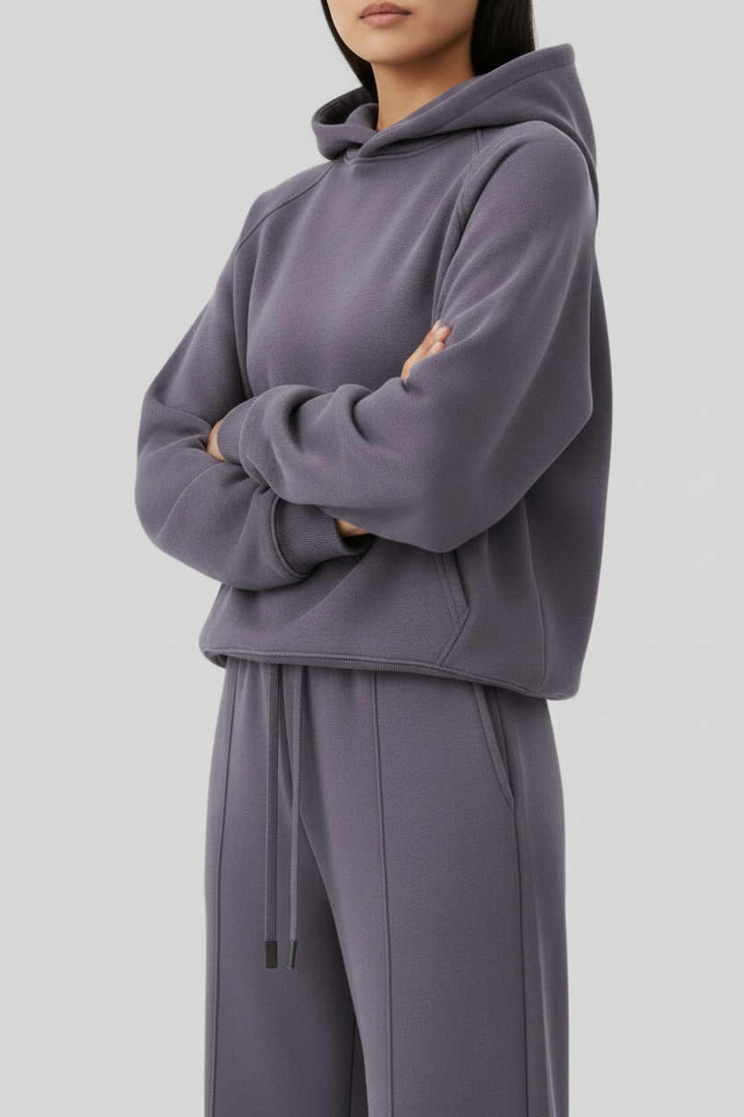 Ellenvinis functional deconstruction fleece sweater set 25 winter new eggshell fleece hoodie scimitar sweatpants tide