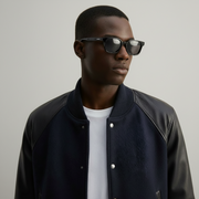 Ellenvinis Leather-Panel Bomber Jacket – Vintage Spliced Flight Jacket | High Street Unisex Outerwear