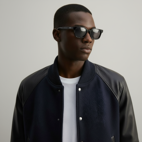 Ellenvinis Leather-Panel Bomber Jacket – Vintage Spliced Flight Jacket | High Street Unisex Outerwear