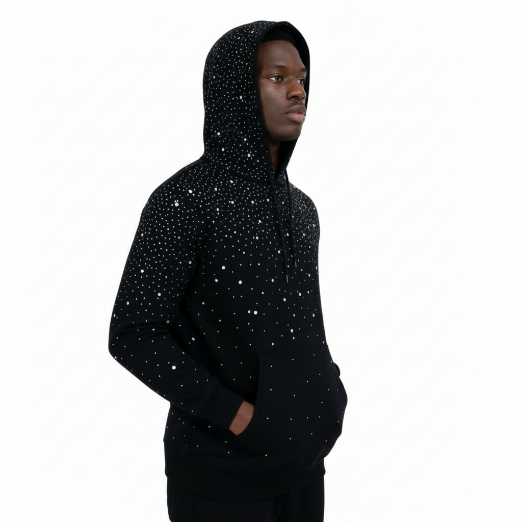 Ellenvinis Galaxy Heavy Rhinestone Unisex Padded-Shoulder Hoodie | High-Street Fall/Winter
