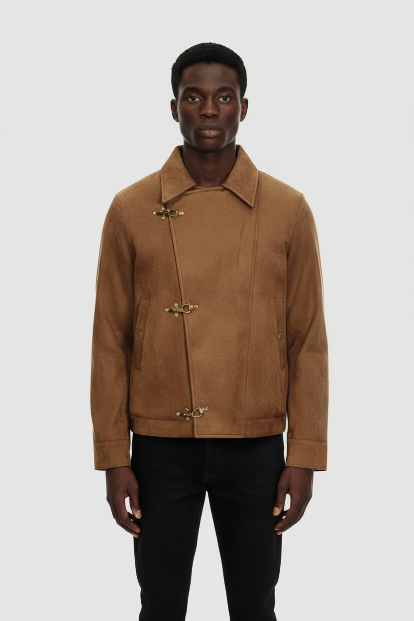 Ellenvinis American Retro Aircraft Buckle Suede Padded Jacket — Unisex Fall Winter Cotton Coat