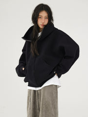 Ellenvinis 2025 Fall/Winter American Retro Thick Fleece Zip-Up Hoodie – Oversized Double-Sided Streetwear Cardigan for Men and Women