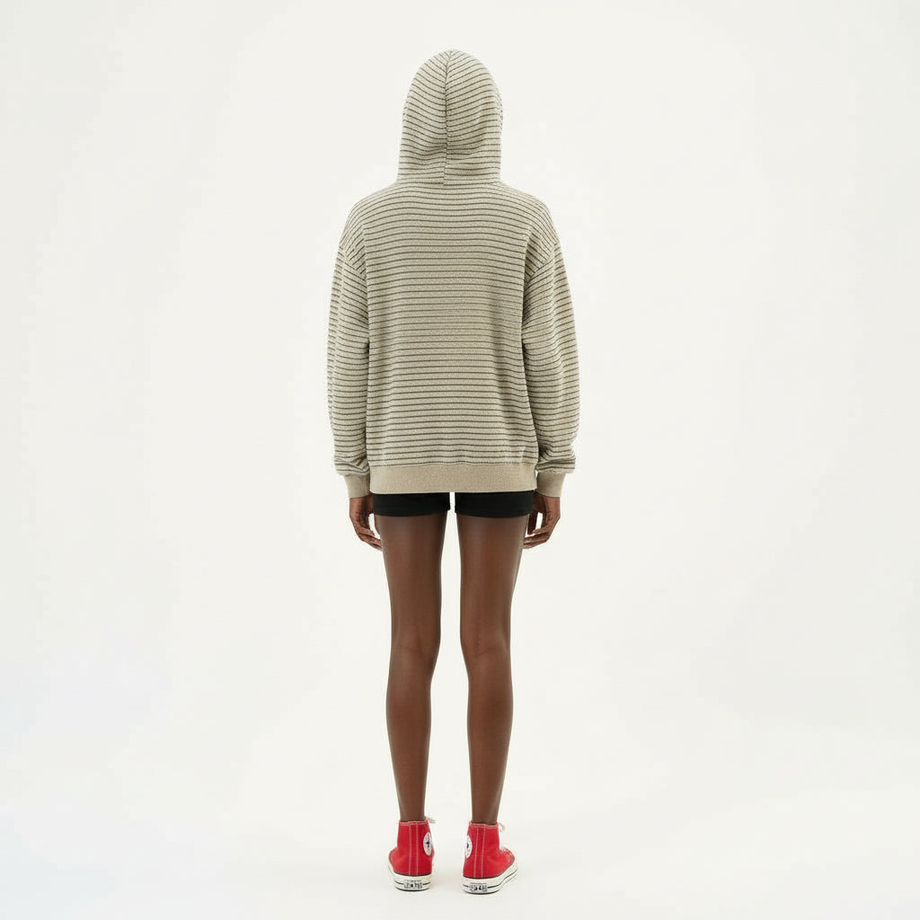 Ellenvinis American Vintage 2025 Autumn and Winter New Striped Zipper Cardigan Hooded Sweater Men's and Women's Couples Jacket