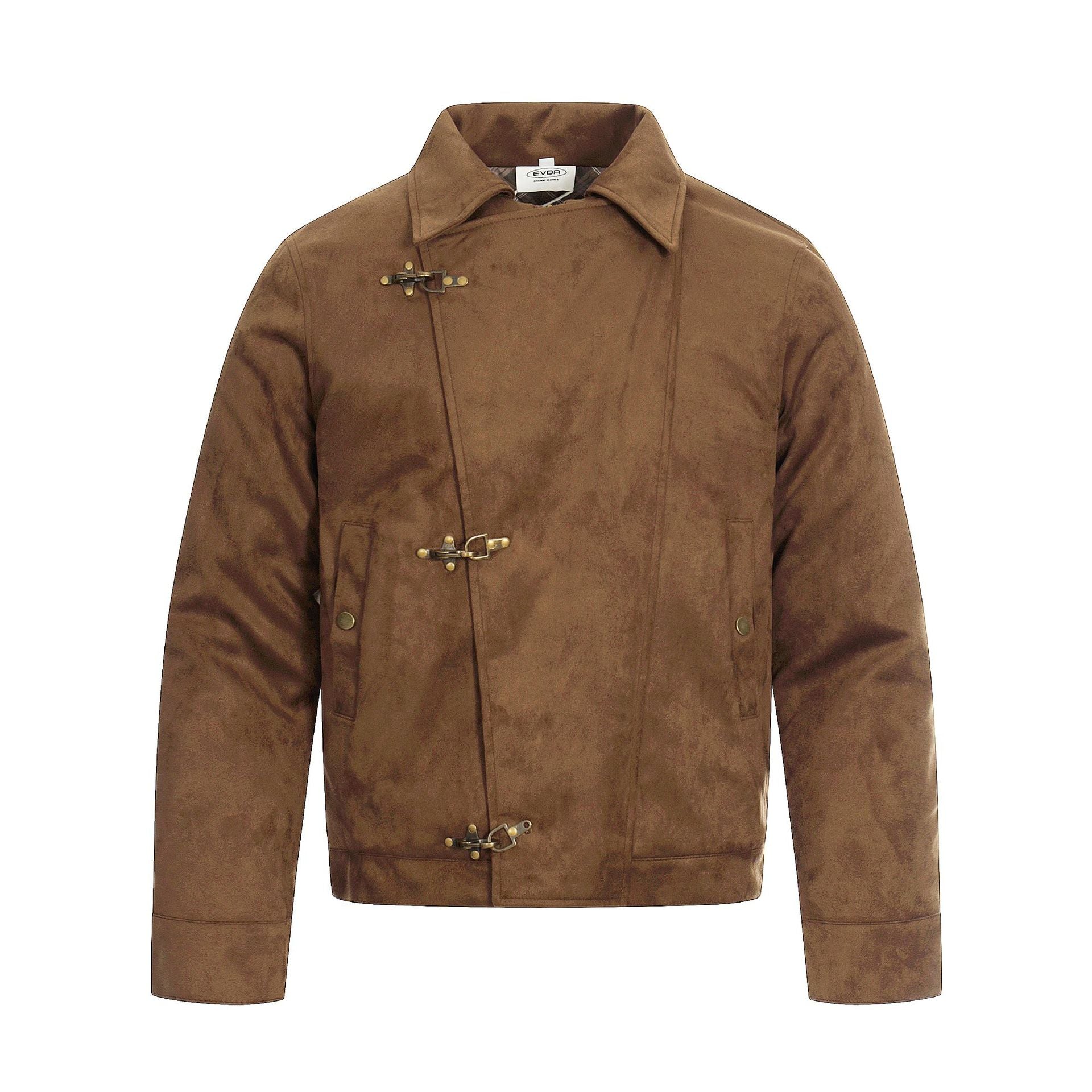 American retro aircraft buckle suede padded jacket men's and women's autumn and winter ruffian handsome jacket couple trendy cotton coat