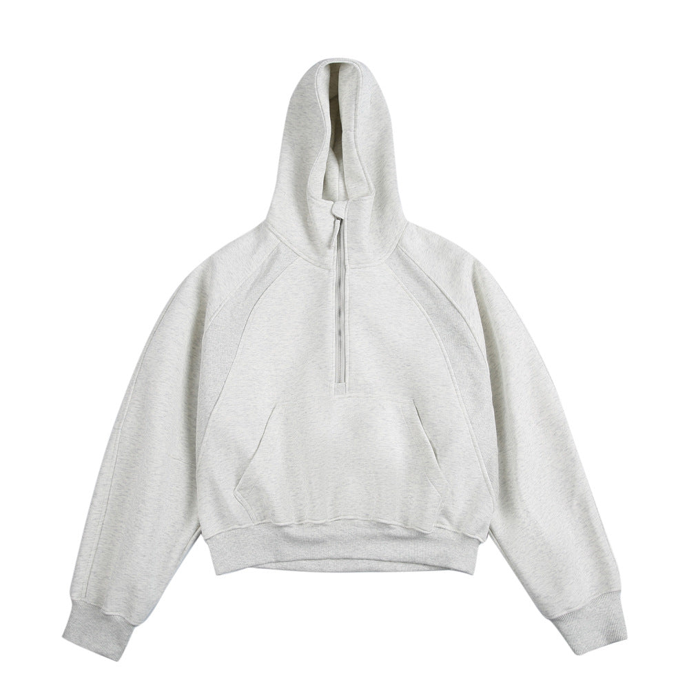 Ellenvinis Heavyweight Cropped Half-Zip Hoodie – US Streetwear Style