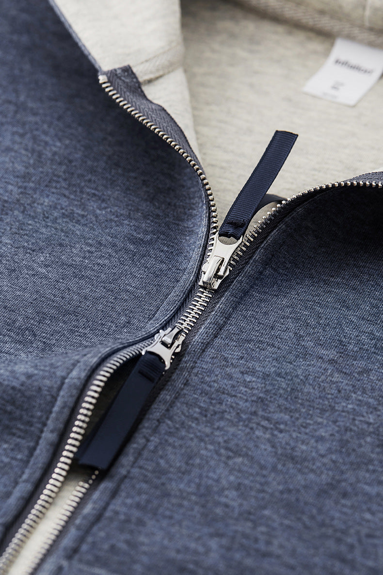 Ellenvinis double-sided zipper jacket 25 autumn new American contrasting colors ins short hooded sweater men