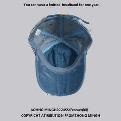 Street Fashion Personalized Dog Ear Baseball Cap Men and Women Retro Hip-Hop Washed Hole Duckbill Cap