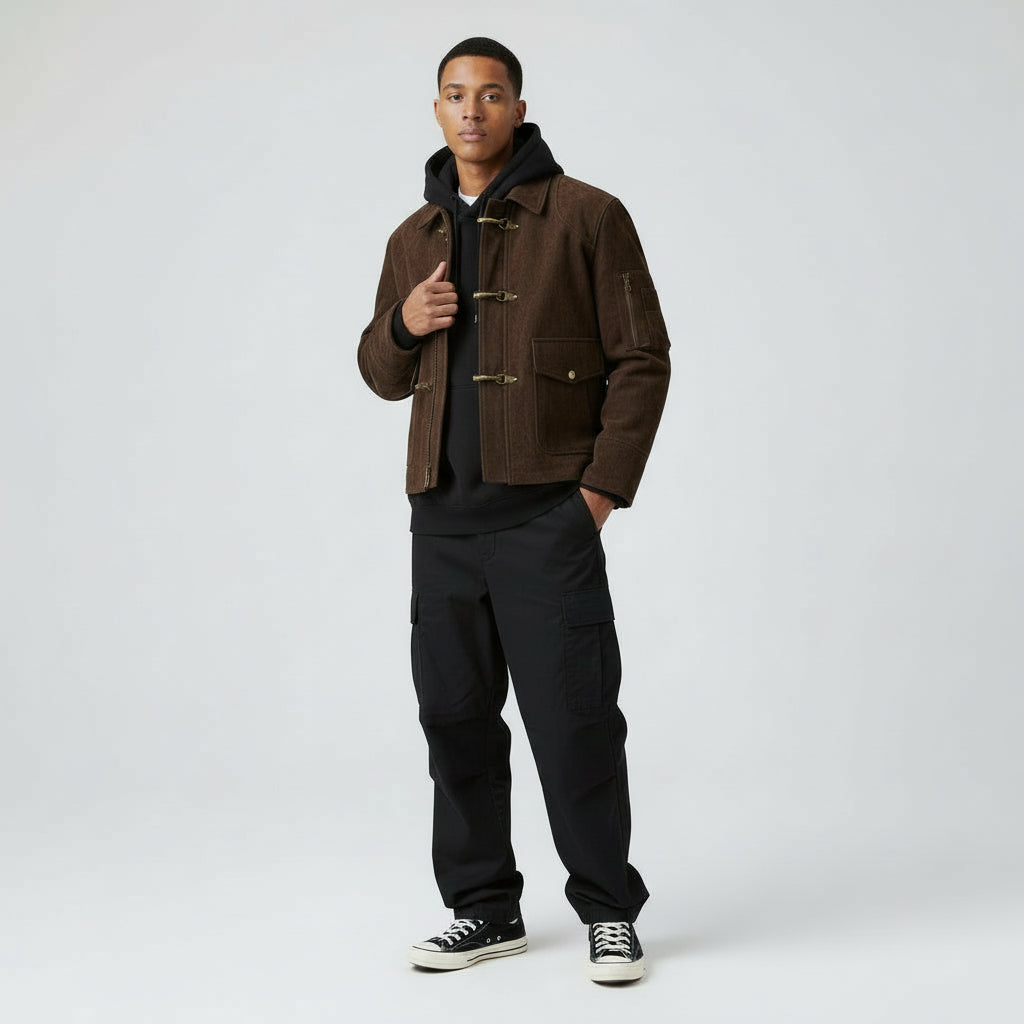 American cowhide fleece gradual change plaid aircraft buckle cotton clothes 2025 winter thickened warm retro old money coat men and women