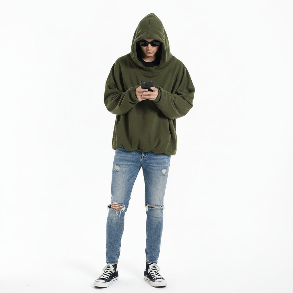 Ellenvinis 1800GMS Solid Color Double-Layer Heavyweight OVERSIZE Hoodie