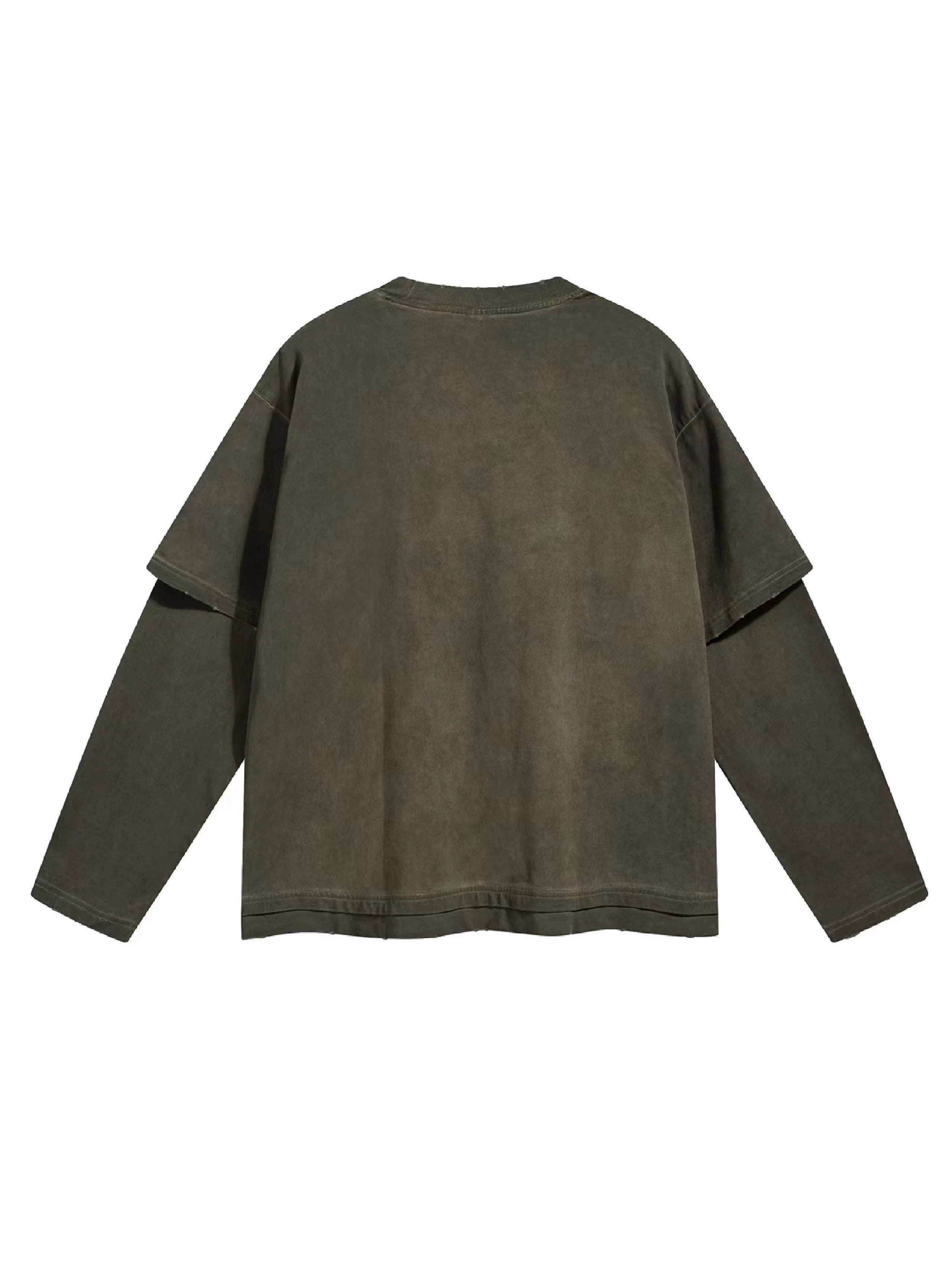 A RUN OF LUCK Heavy Industry American retro old washed fake two long-sleeved T-shirt dirty couple top