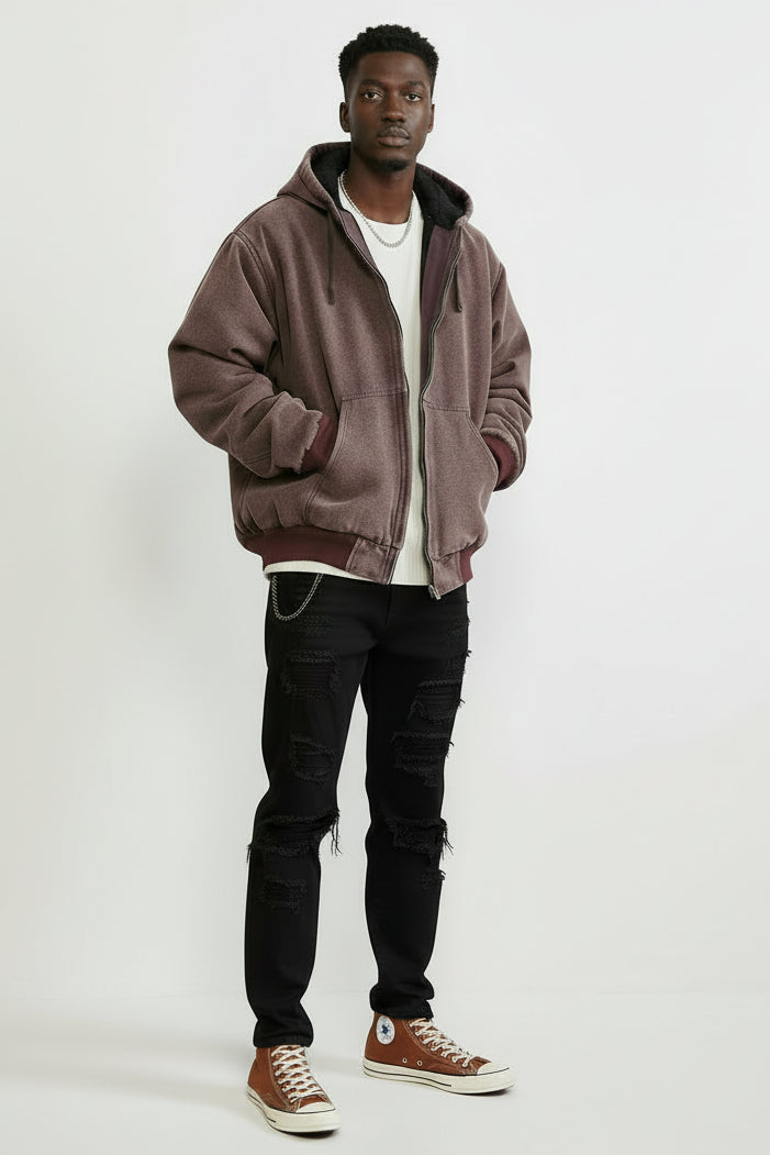 Ellenvinis Water-Resistant Washed Vintage Hooded Cotton Jacket for Men | American Retro Autumn & Winter Outerwear