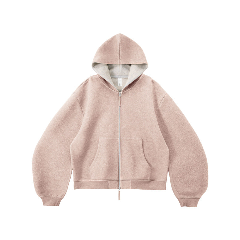 Ellenvinis double-sided zipper jacket 25 autumn new American contrasting colors ins short hooded sweater men