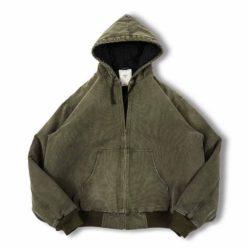 NOFAITH Washed and old hooded cotton clothes Men's autumn and winter Japanese retro cotton casual jacket Top No faith