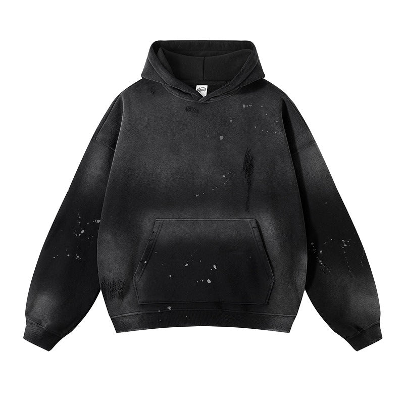 Ellenvinis 1800GMS High-Street Kanye-Inspired Ink Wash Gradient Distressed Heavyweight Hoodie