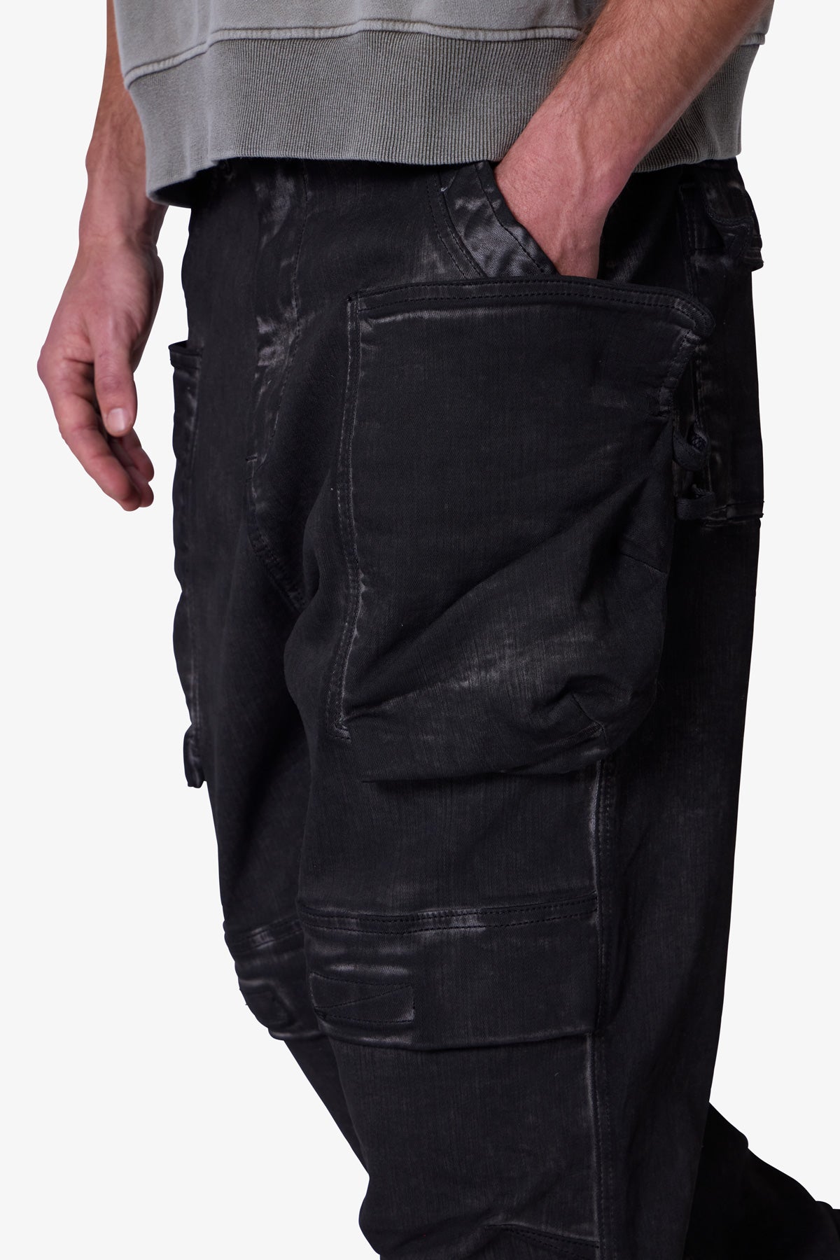 Oil Stretch Cargo Pants - Brown