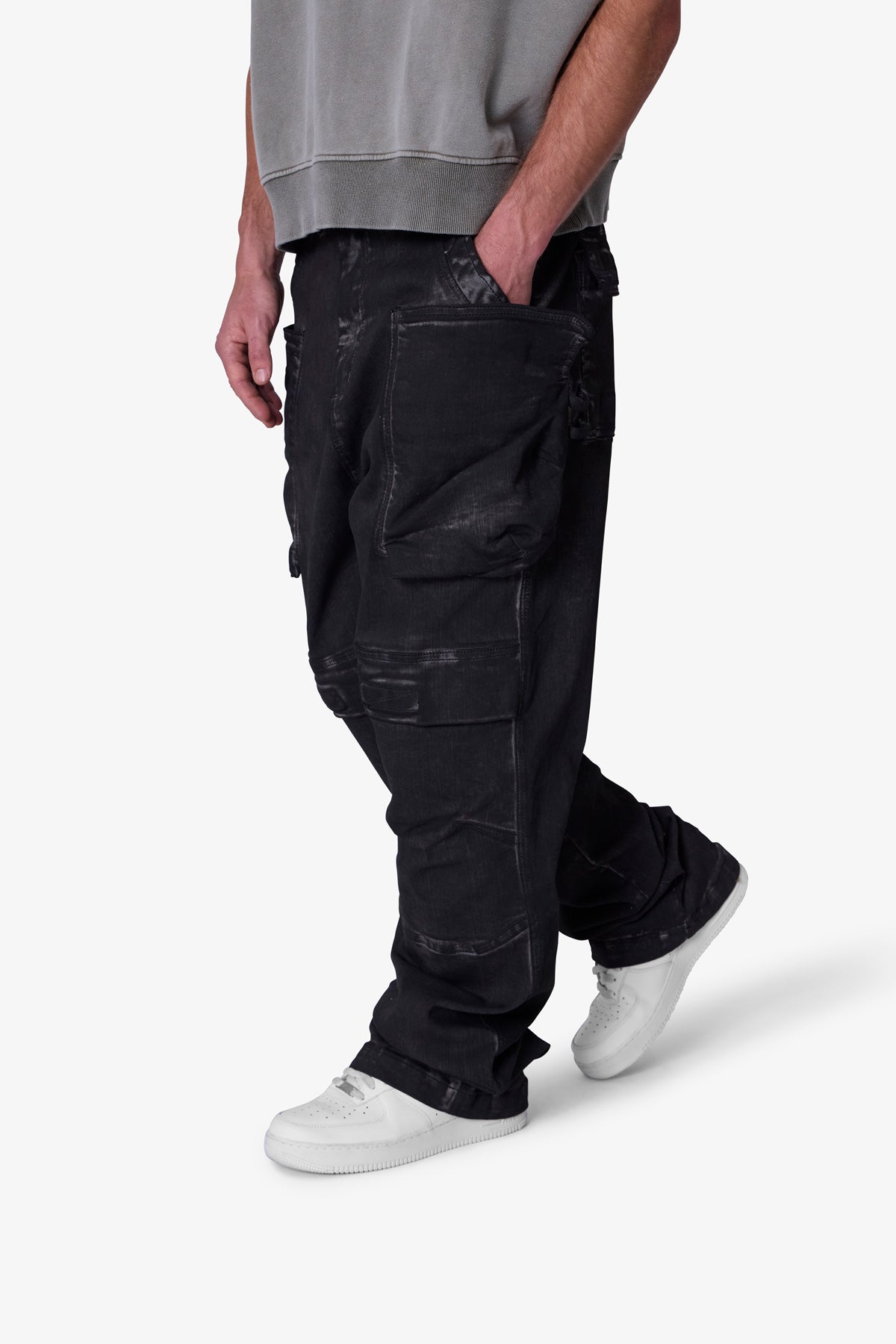 Oil Stretch Cargo Pants - Brown