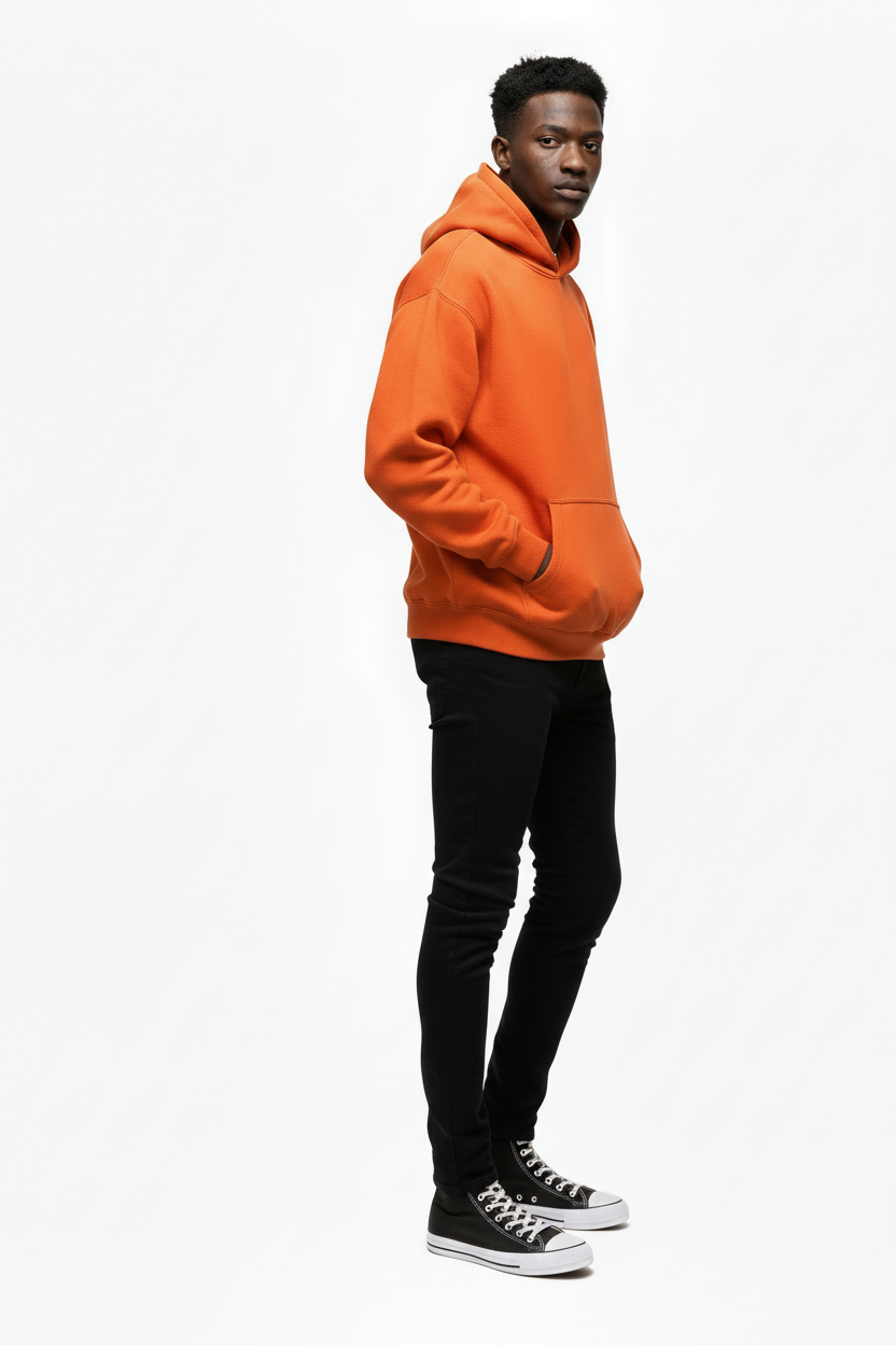 Ellenvinis 1800GSM Burnt Orange Double Hoodie with CRDLCK Heavyweight Reversible Streetwear