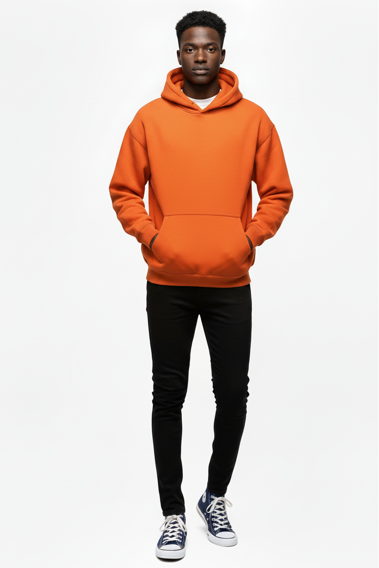 Ellenvinis 1800GSM Burnt Orange Double Hoodie with CRDLCK Heavyweight Reversible Streetwear
