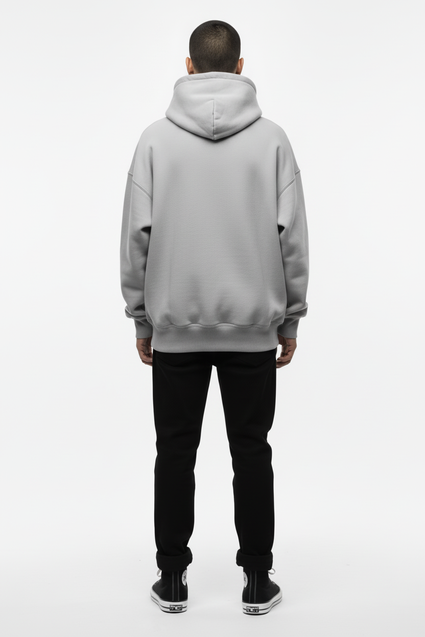 Ellenvinis 1800GSM Cool Gray Hoodie with CRDLCK™ Double Sided Design Heavyweight 2KG Hoodie