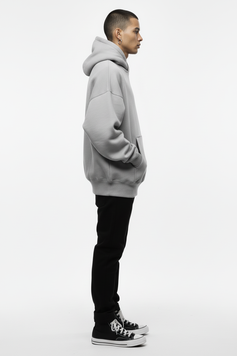 Ellenvinis 1800GSM Cool Gray Hoodie with CRDLCK™ Double Sided Design Heavyweight 2KG Hoodie