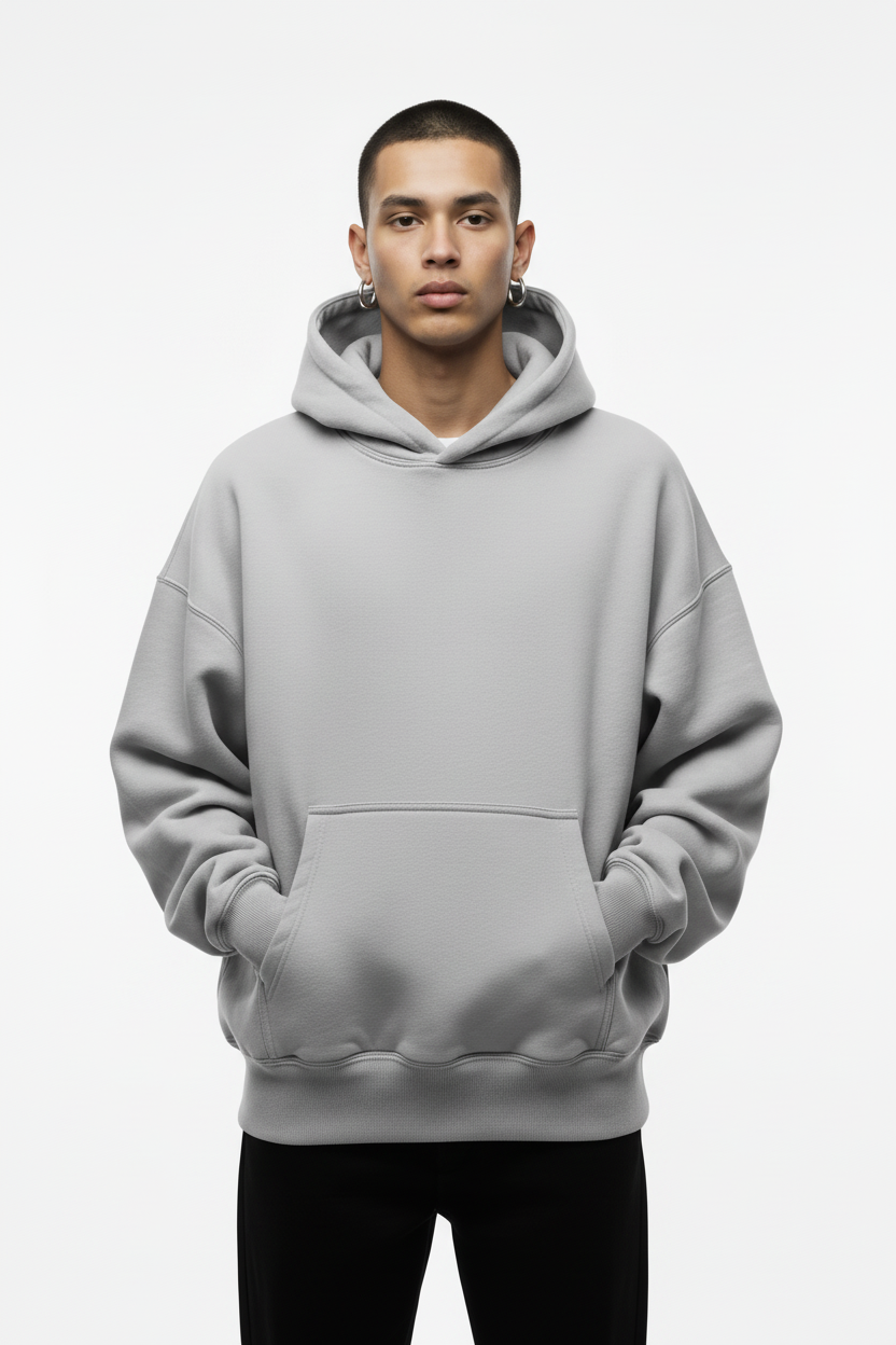 Ellenvinis 1800GSM Cool Gray Hoodie with CRDLCK™ Double Sided Design Heavyweight 2KG Hoodie