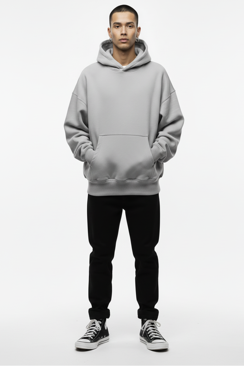 Ellenvinis 1800GSM Cool Gray Hoodie with CRDLCK™ Double Sided Design Heavyweight 2KG Hoodie
