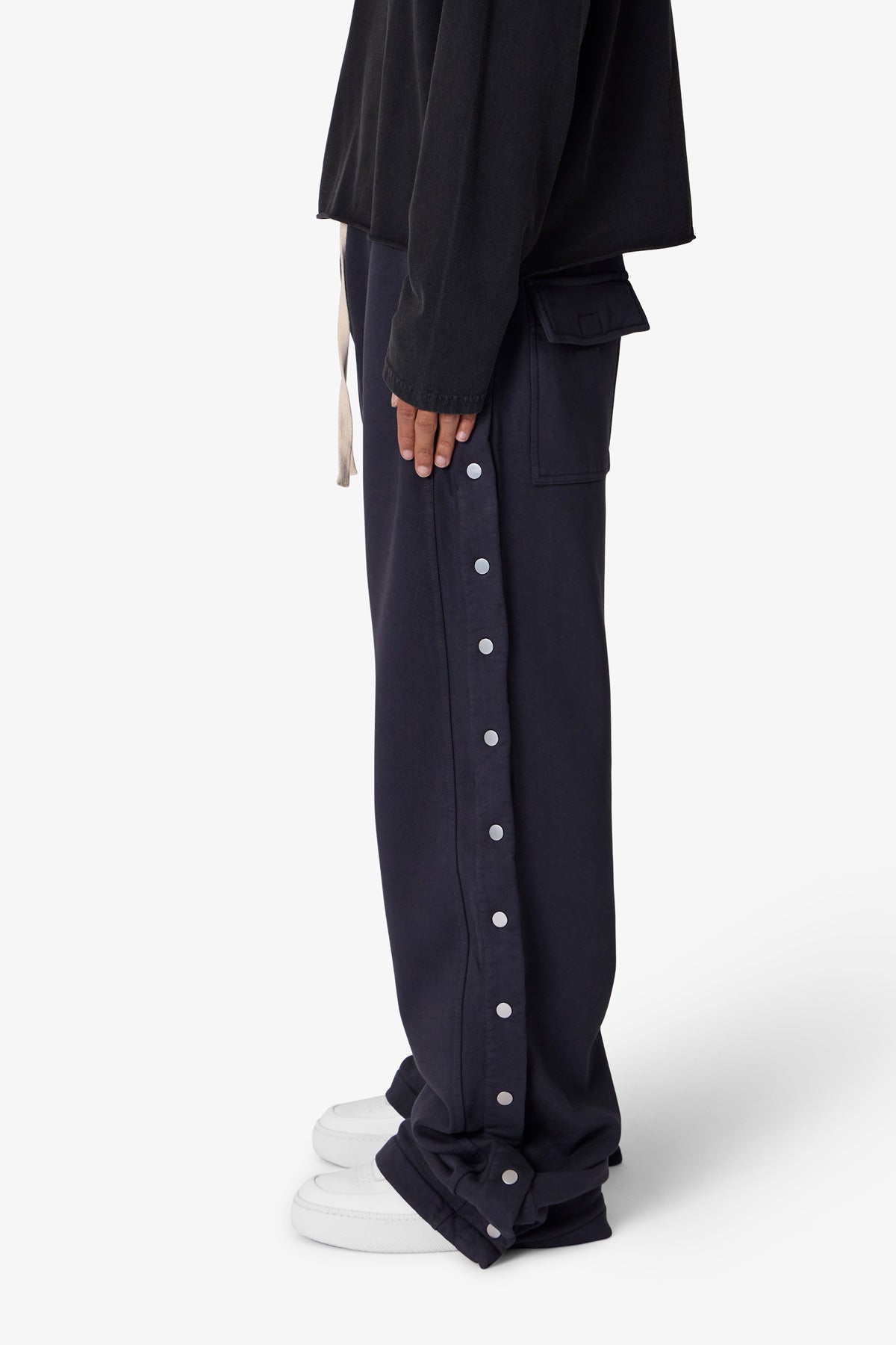 Ellenvinis Side Snap Fleece Pants - Washed Black