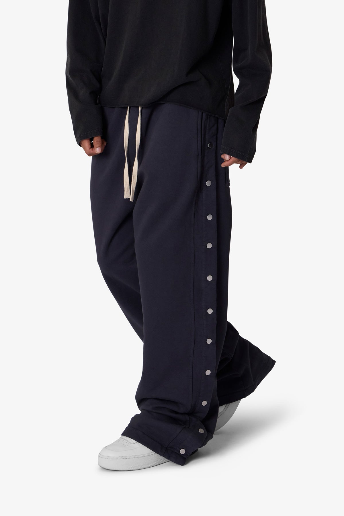 Ellenvinis Side Snap Fleece Pants - Washed Black