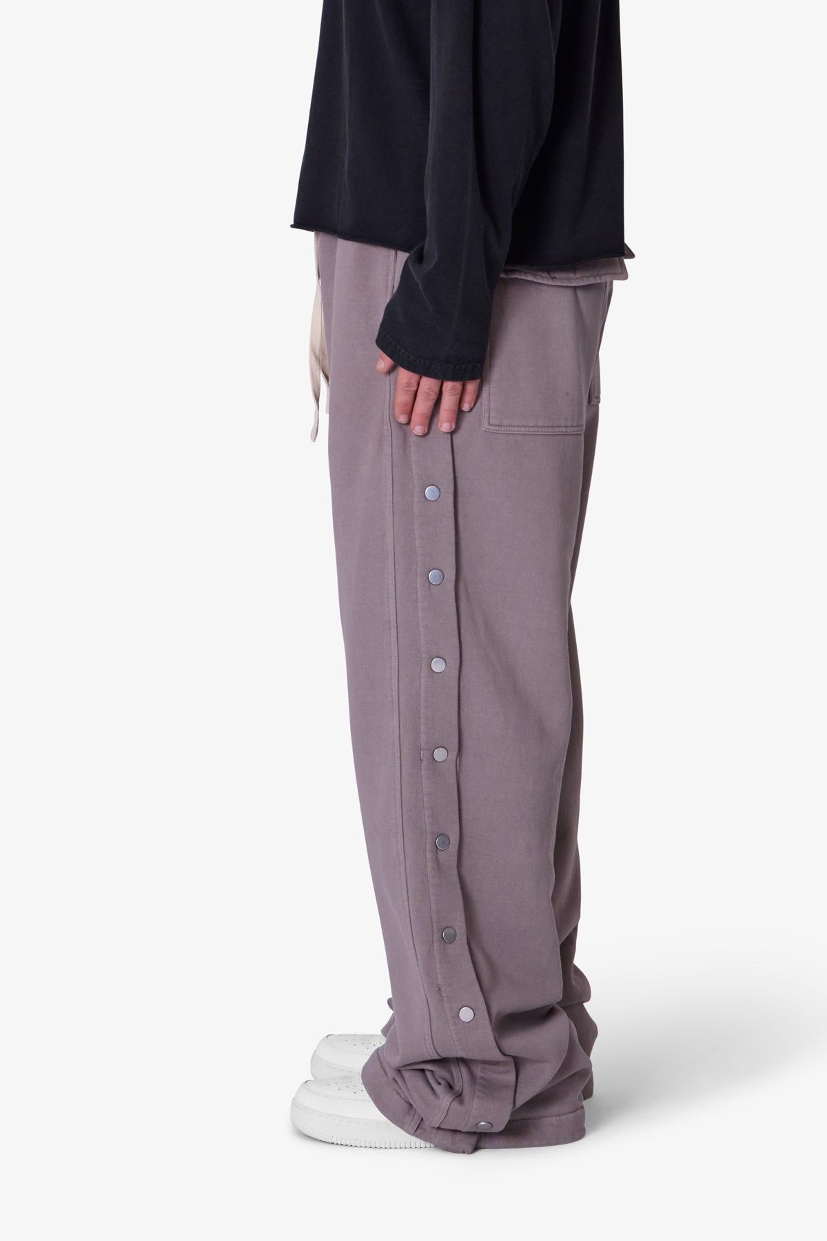 Side Snap Fleece Pants - Washed Mauve