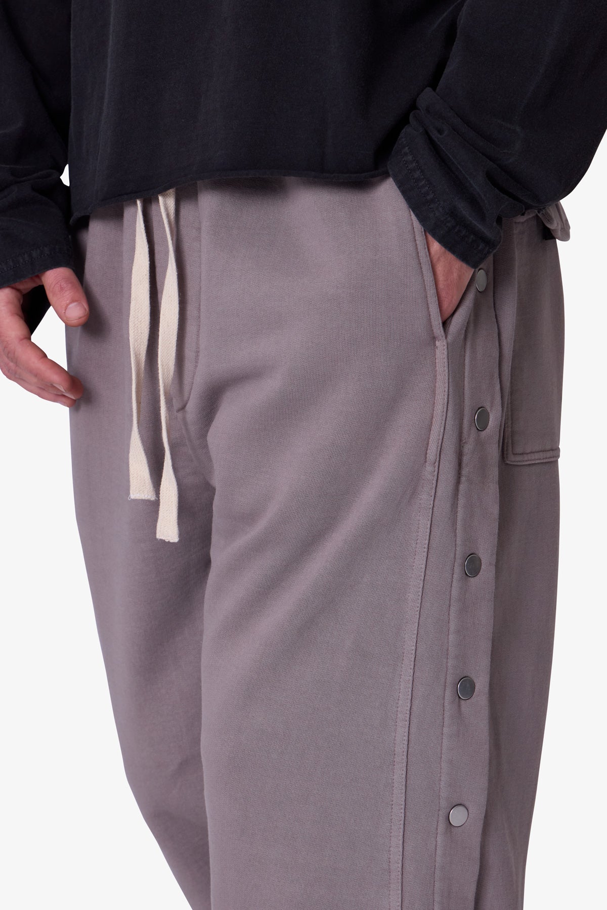 Side Snap Fleece Pants - Washed Mauve