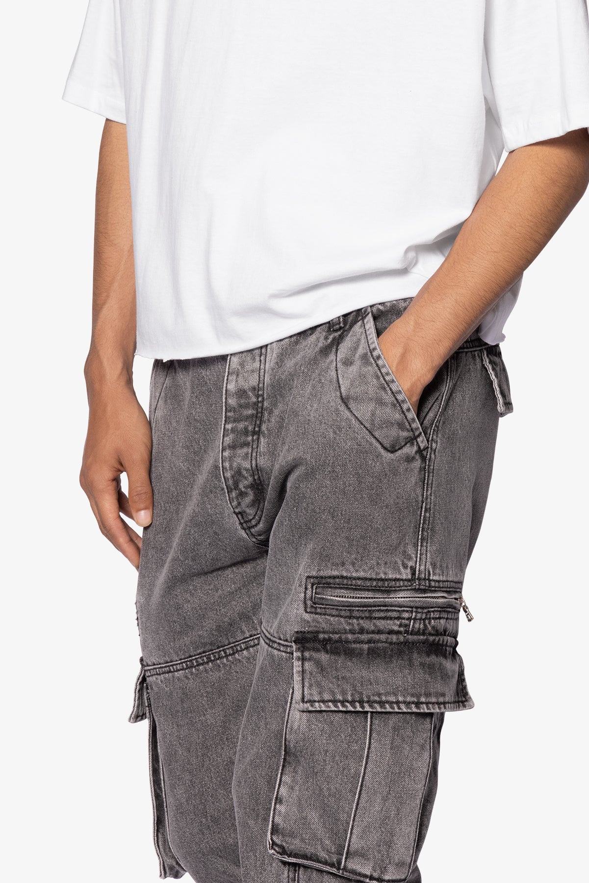 V652 Owl Grey Cargo Pants - Grey