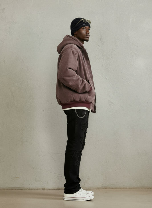 NOFAITH Washed and old hooded cotton clothes Men's autumn and winter Japanese retro cotton casual jacket Top No faith