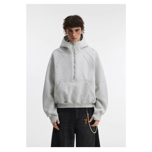 Ellenvinis Heavyweight Cropped Half-Zip Hoodie – US Streetwear Style