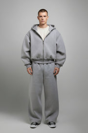 Ellenvinis THE ZIPPER Double Sided Design 1200GMS Heavyweight Zip Hoodie Concrete Gray