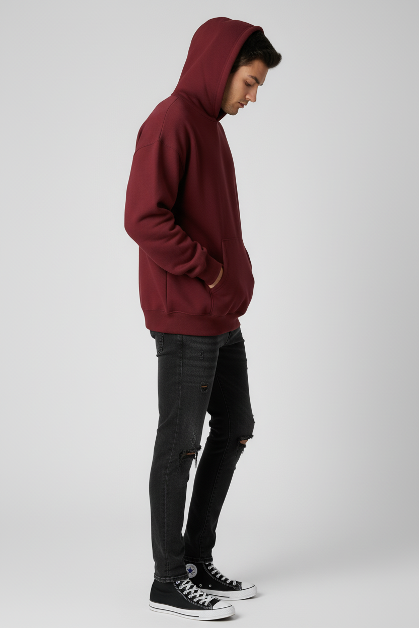 1800 GSM 'Wine Berry' Hoodie with CRDLCK™